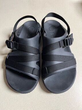 Chaco Black Textured Rubber Sole Sandal